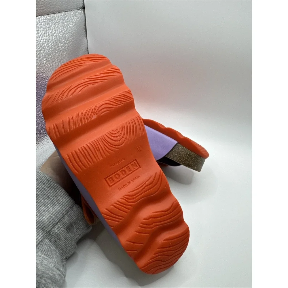 Mini Boden Girls Size 34 US 3 Orange And Purple Clogs #1006